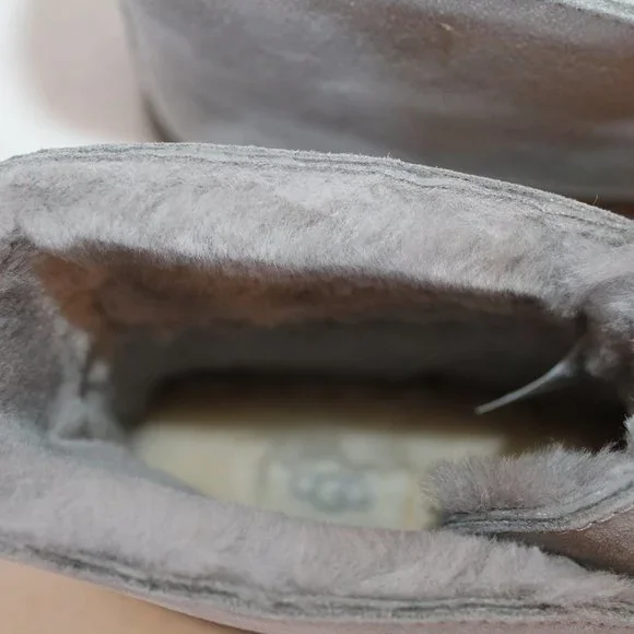 UGG KALLEN GRAY POM SUEDE SLIPPERS HOUSE‎ SHOES - Picture 5 of 8